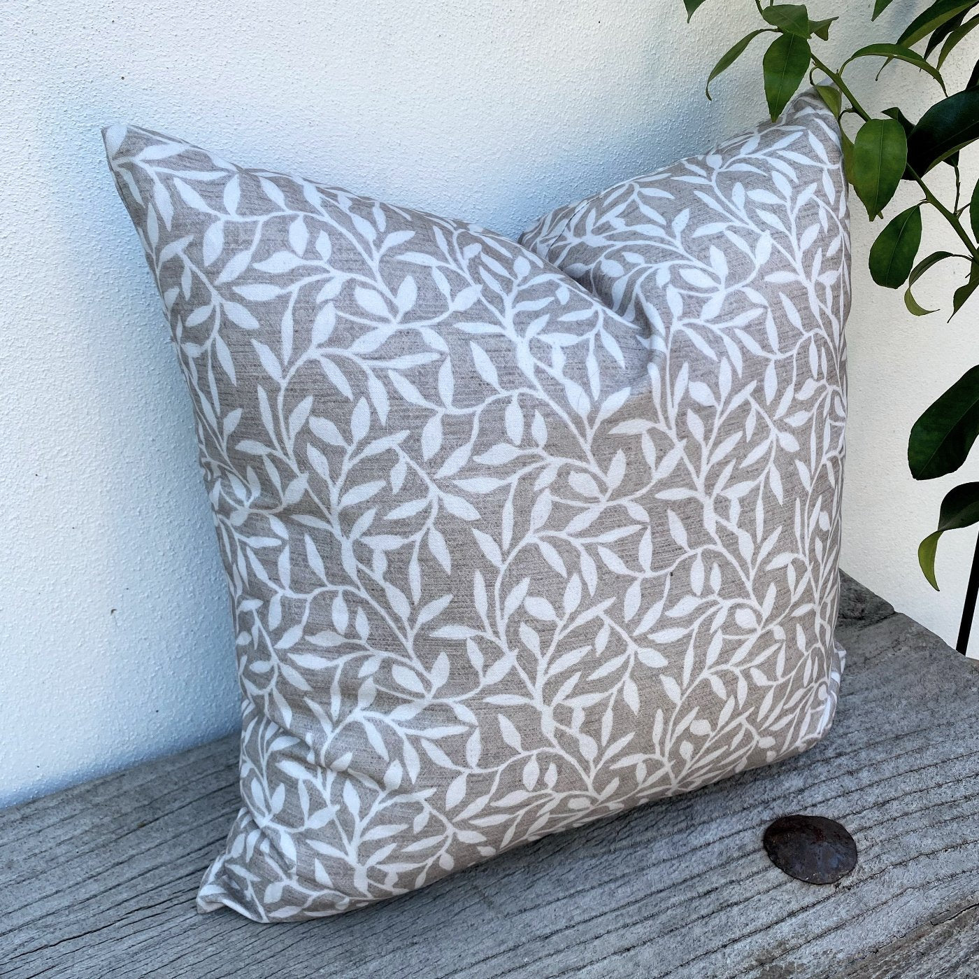 Whispering Vine Natural Taupe Brown Cushion