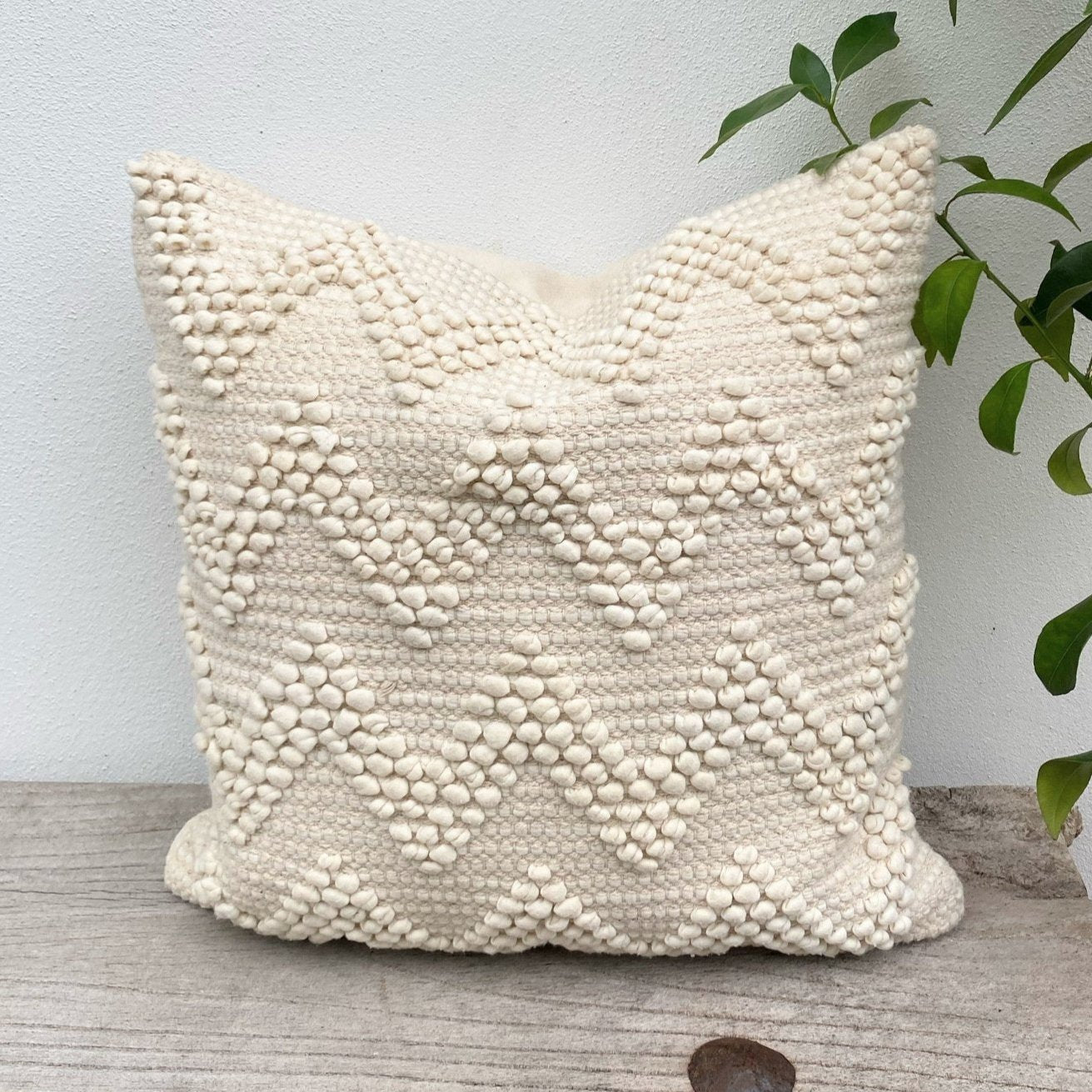 WHite Cotton Textured Cushion