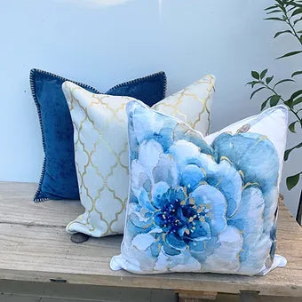 Set of 3 Blue and White Cushion Covers