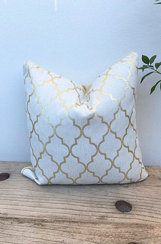 50x50 Jacquard Gold and Cream Cushion Cover