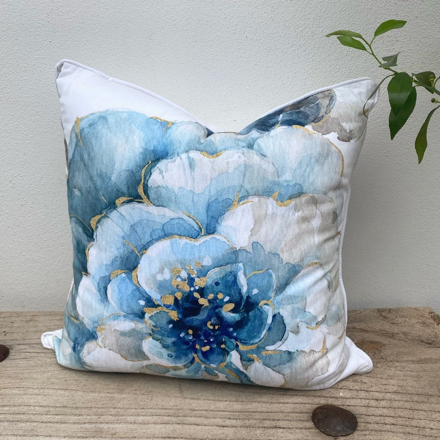 Hamptons Blue and White Floral Cushion