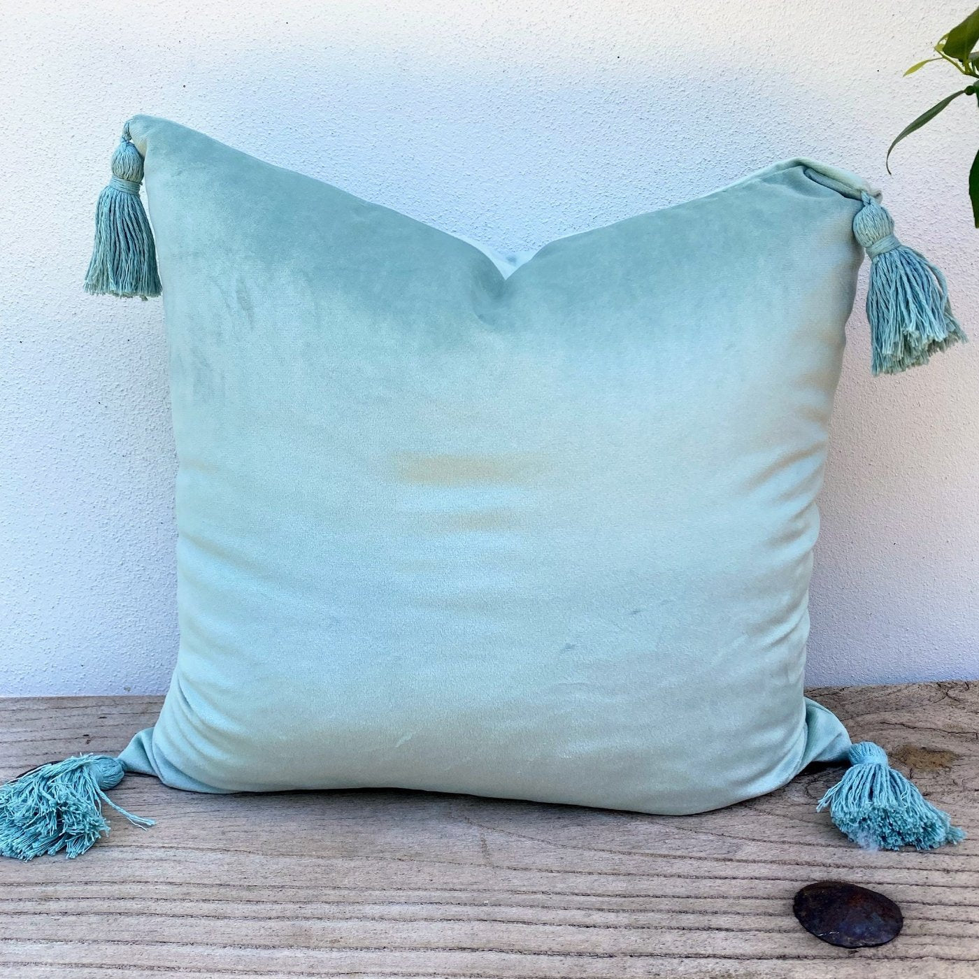 45cm Mint Velvet Tassel Cushion