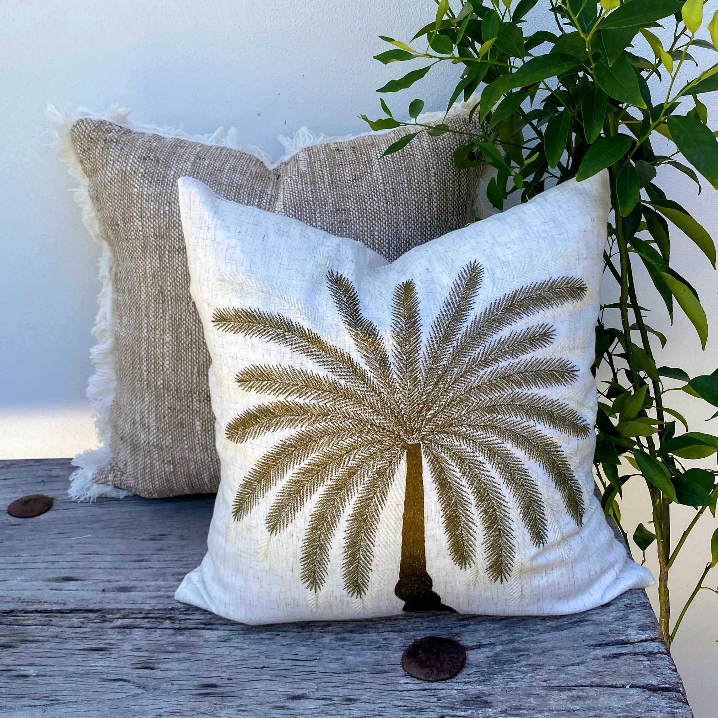 Handwoven Bohemian Natural Cotton  Cushion - Square - Ubud Escape