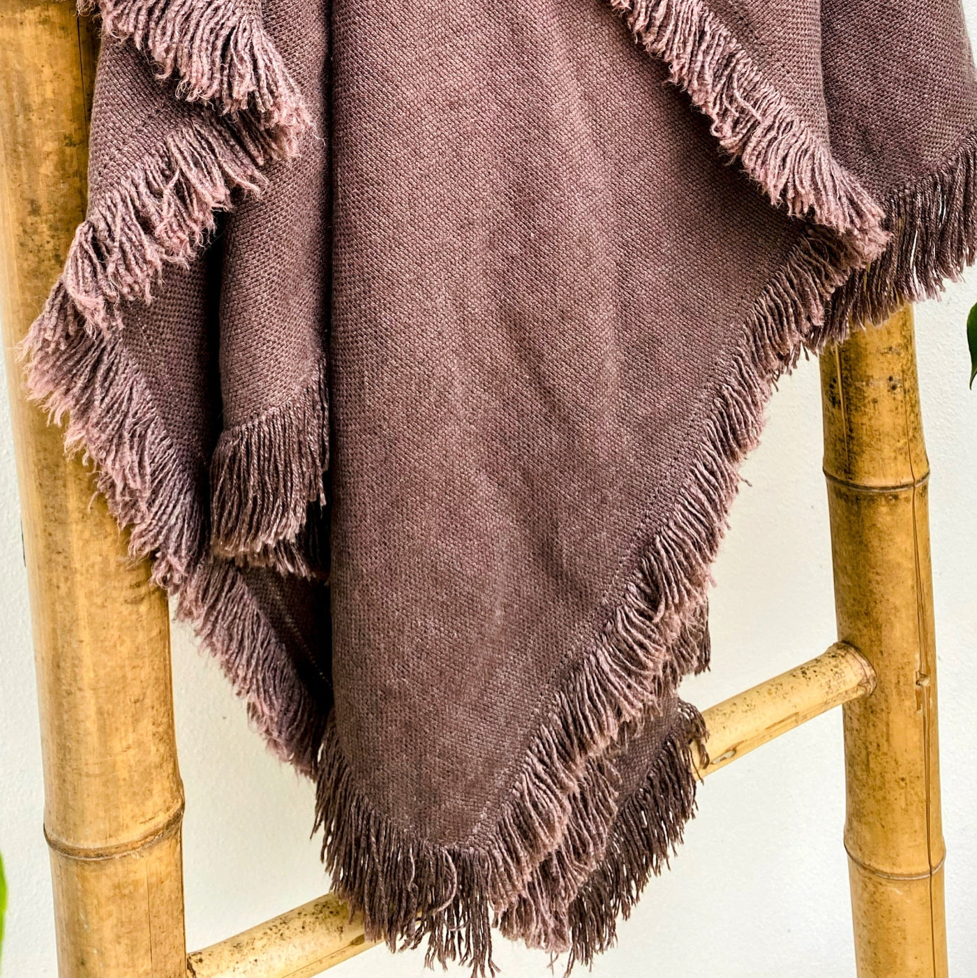 Premium Large Brown Linen Fringed Throw Blanket