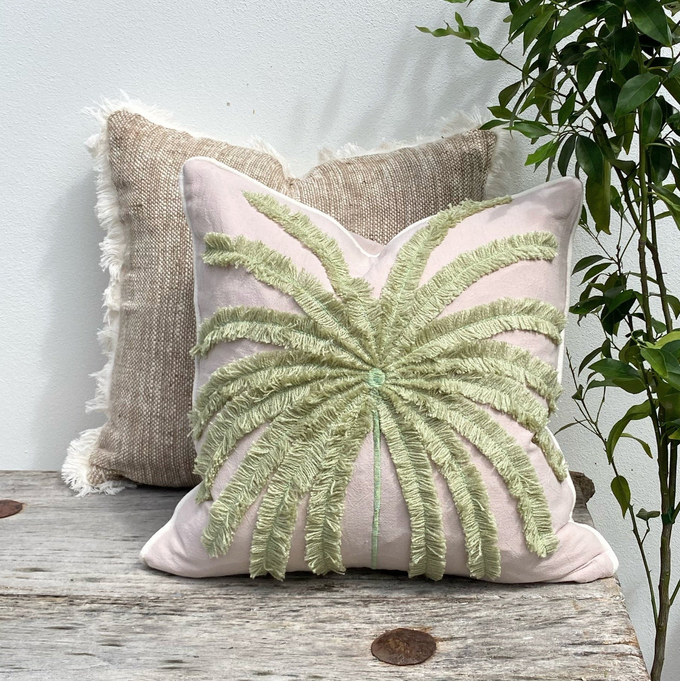 Beautiful Palm Tree Cushion Cover Set, Ideal for Coastal Interiors