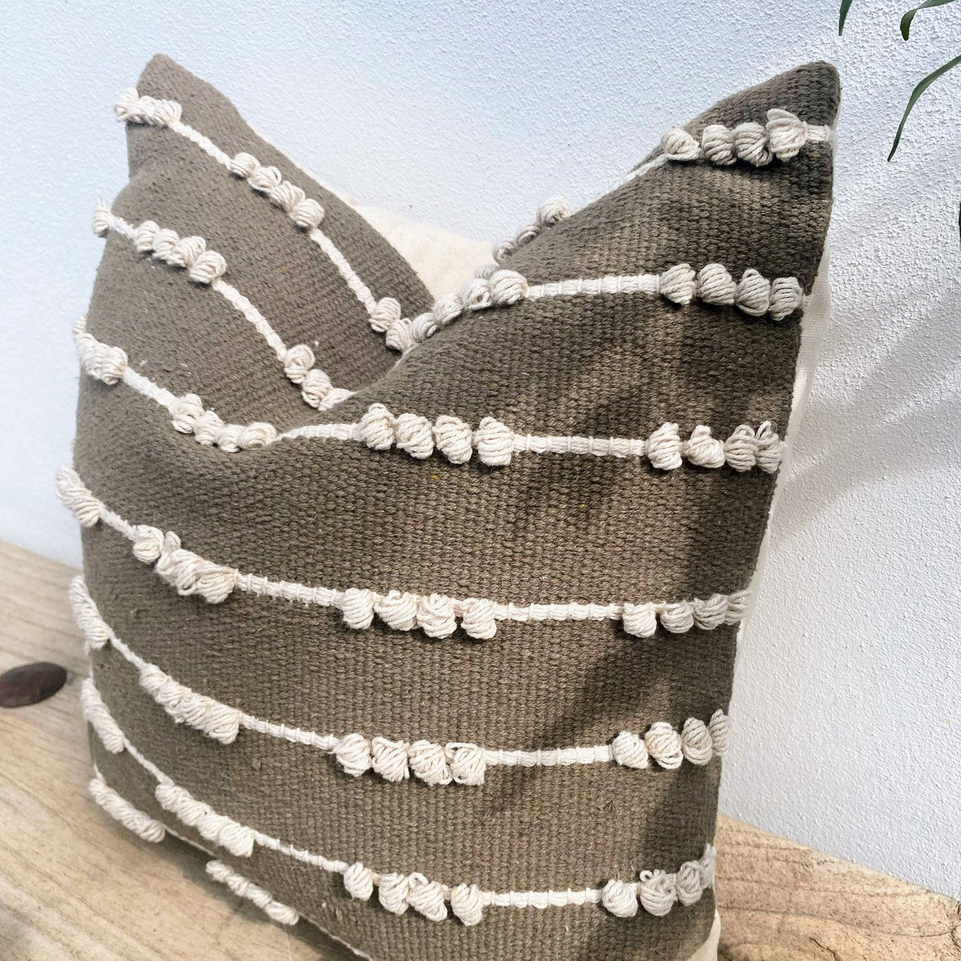 Bohemian Coastal Olive Green Cushion