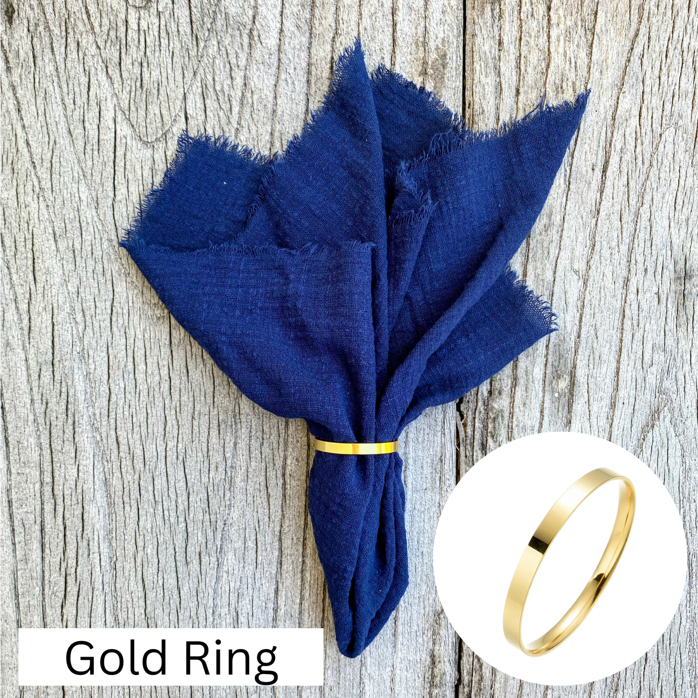 Deep Blue Table Napkins with Stylish Holder Rings