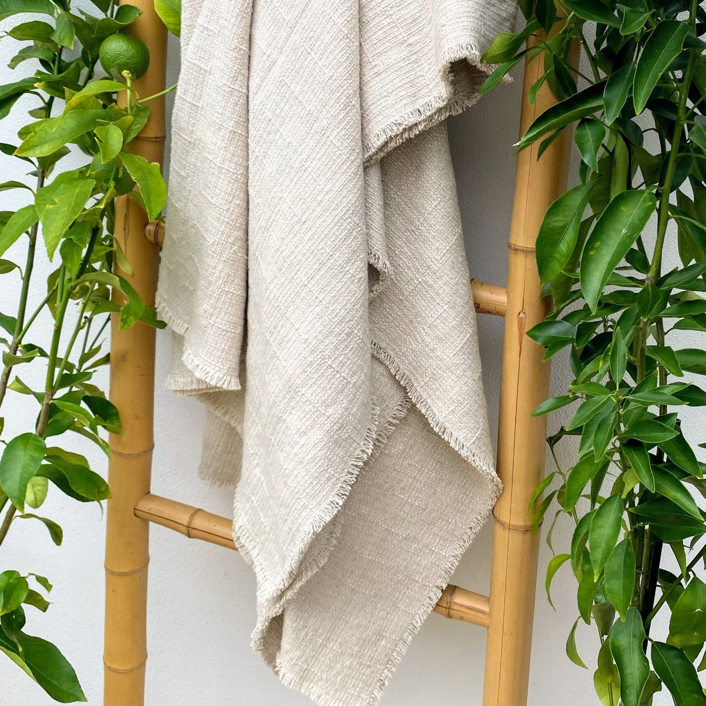 Extra Large Beige Natural Linen Throw Blanket