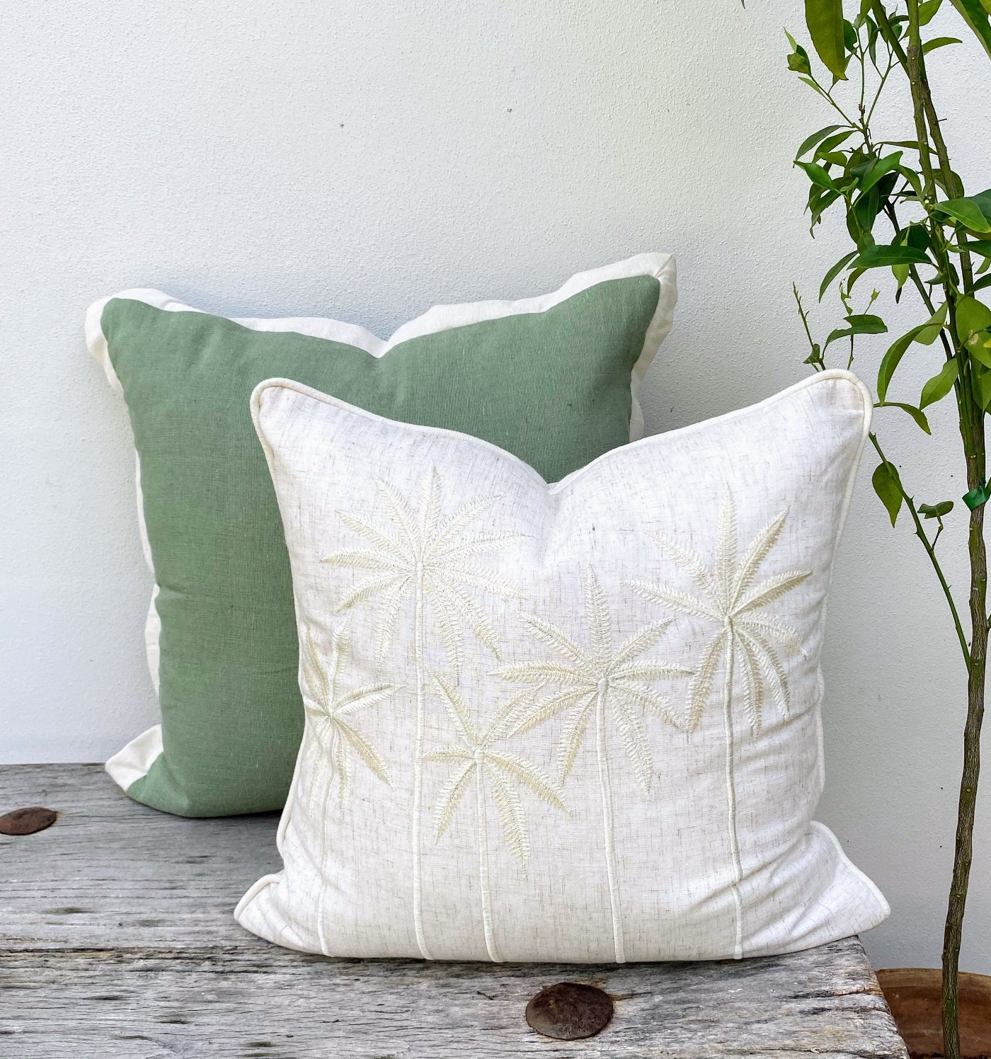 Green and White Cushion Cover Set with Best Offers