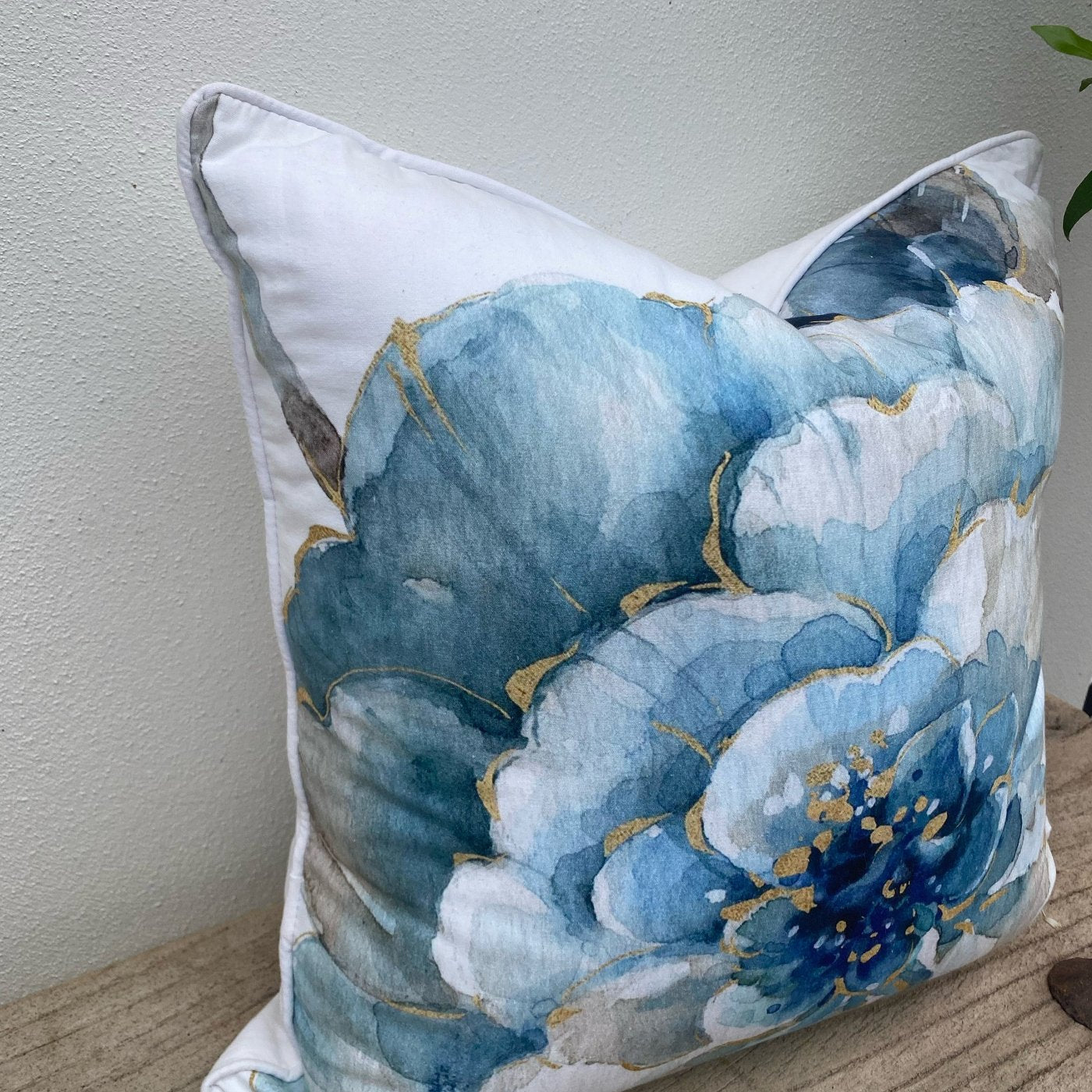 Hamptons 45cm Coastal Blue and White Cushion