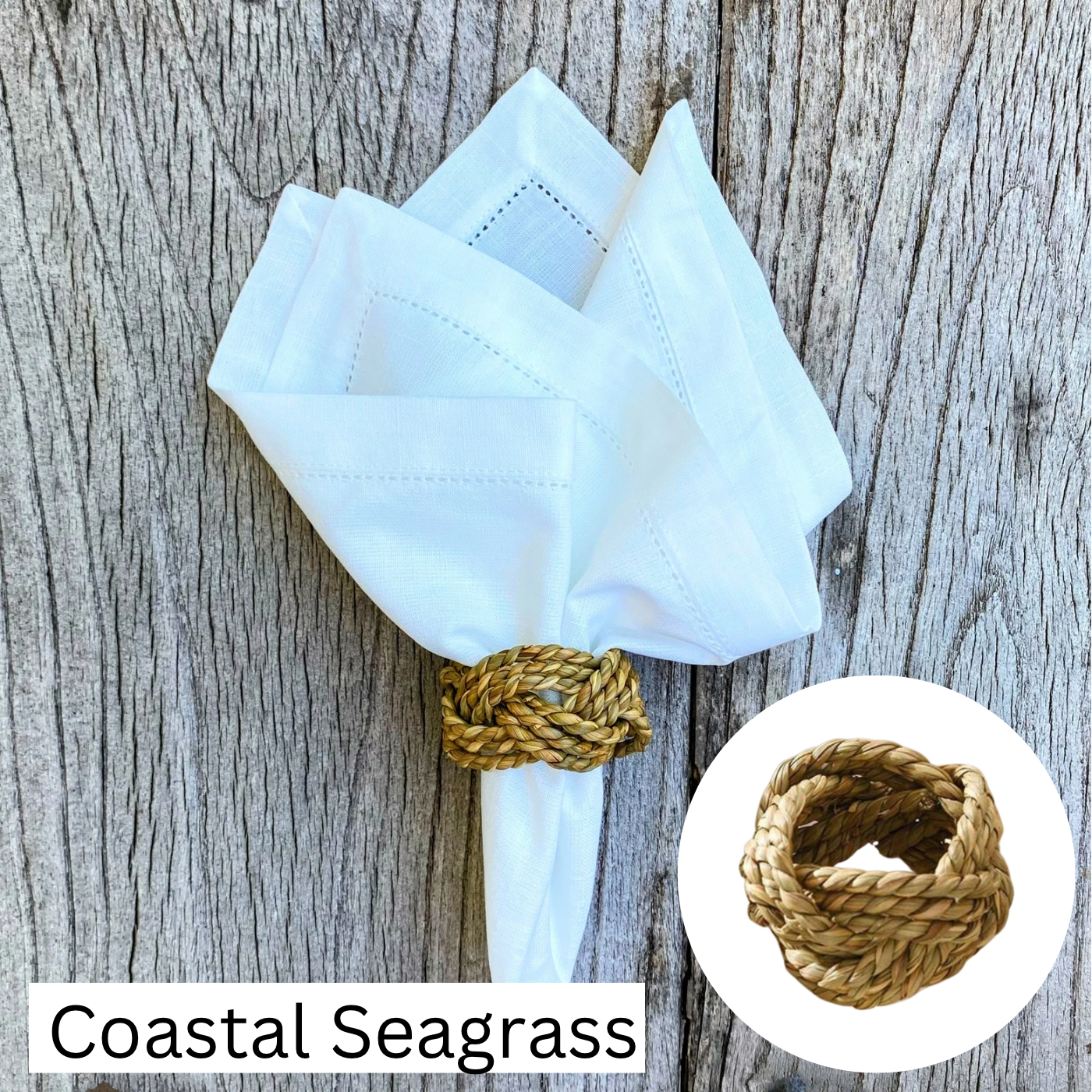 High-Quality Natural Seagrass Napkin Rings