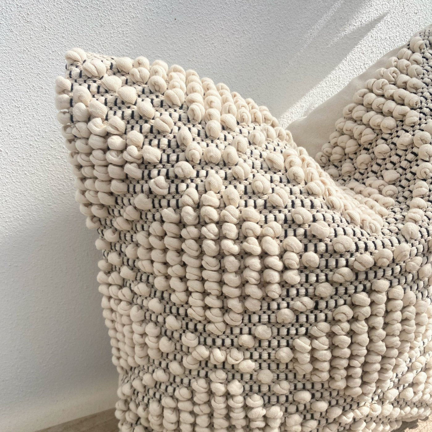 Indian Cotton Moroccan Textured Natural Beige Cushion