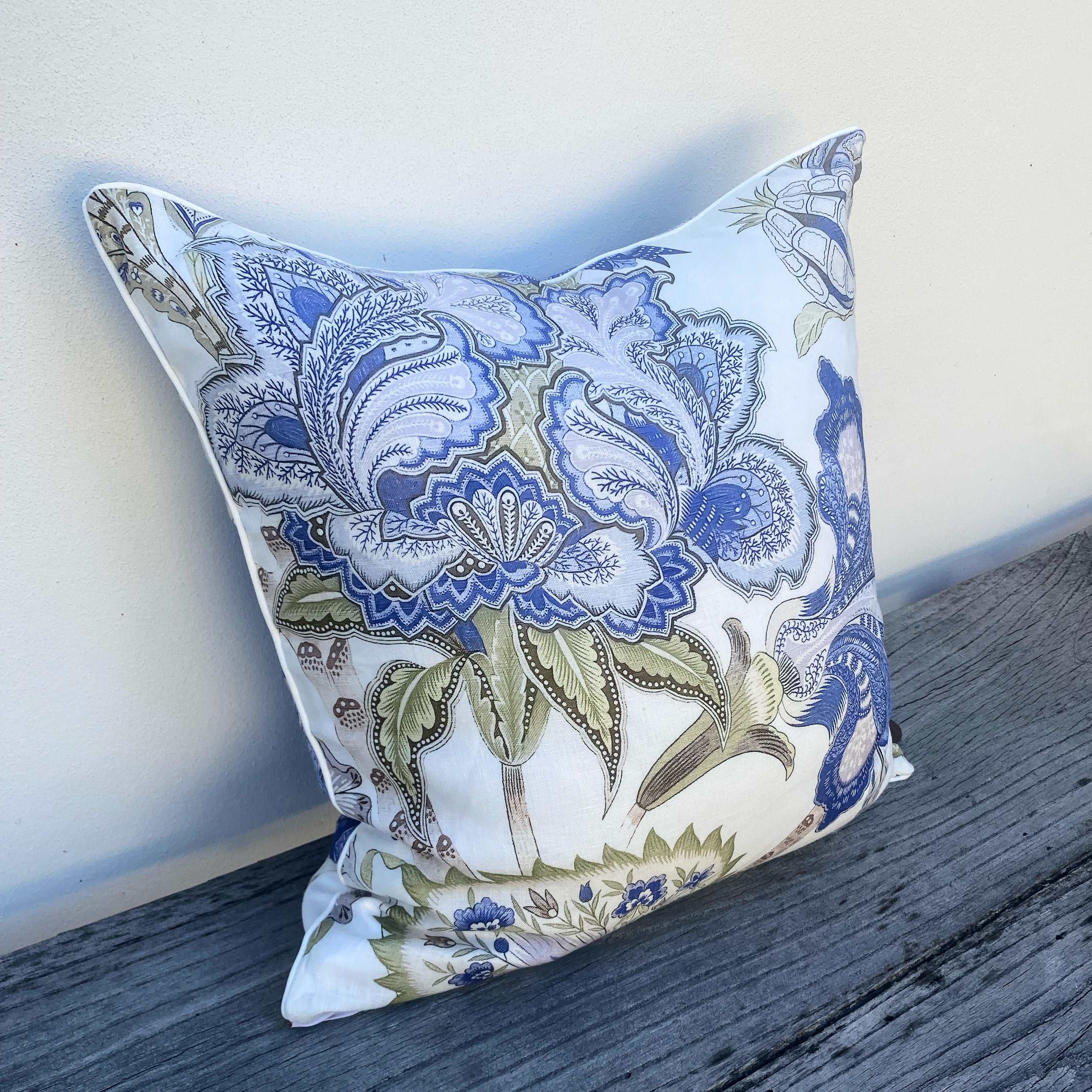 Luxury Floral Blue White and Green Cushions