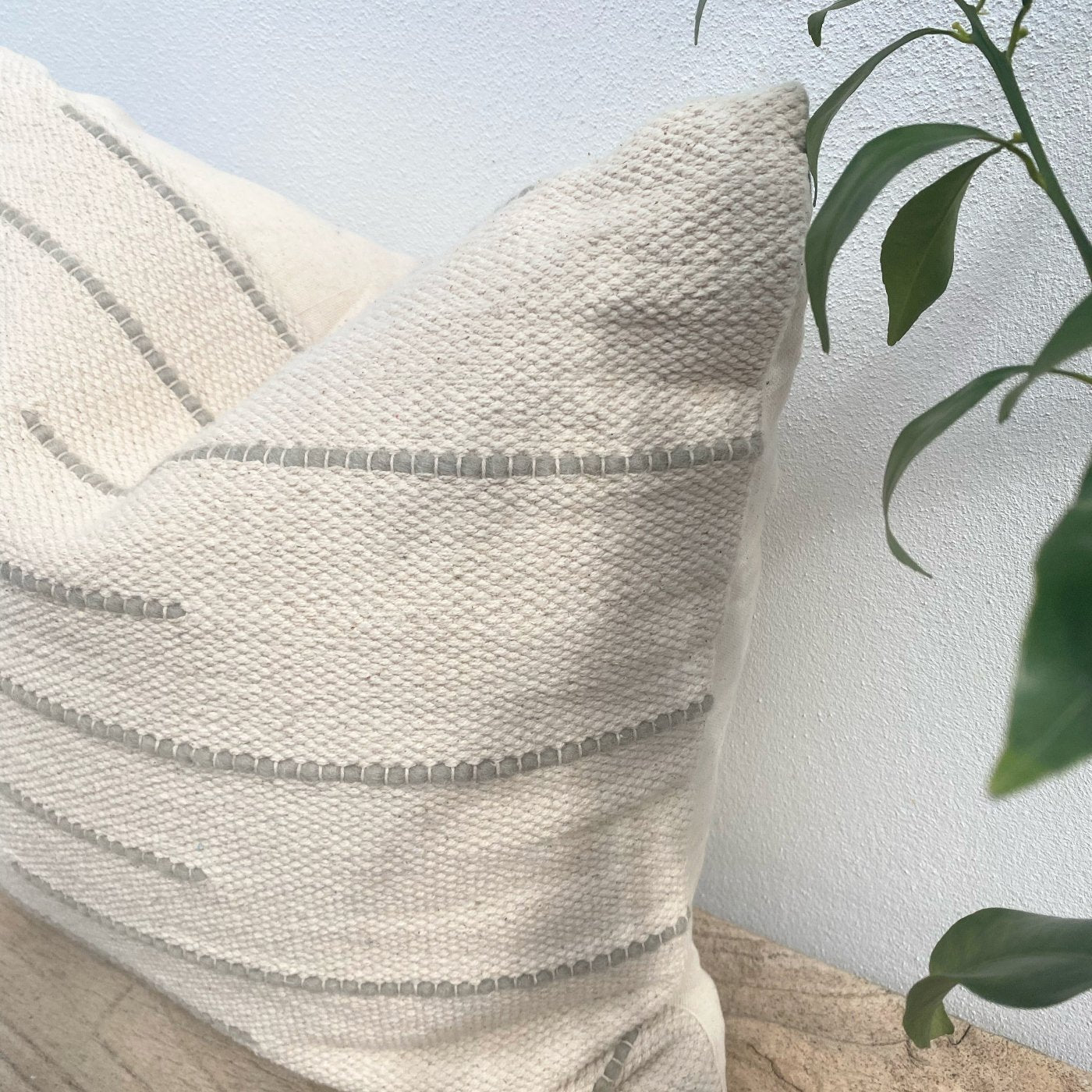 Natural Beige and Sage Green Cushion