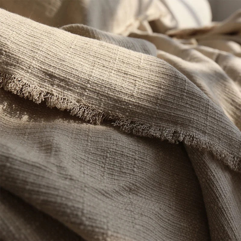 Natural Linen Cotton Throw Blanket