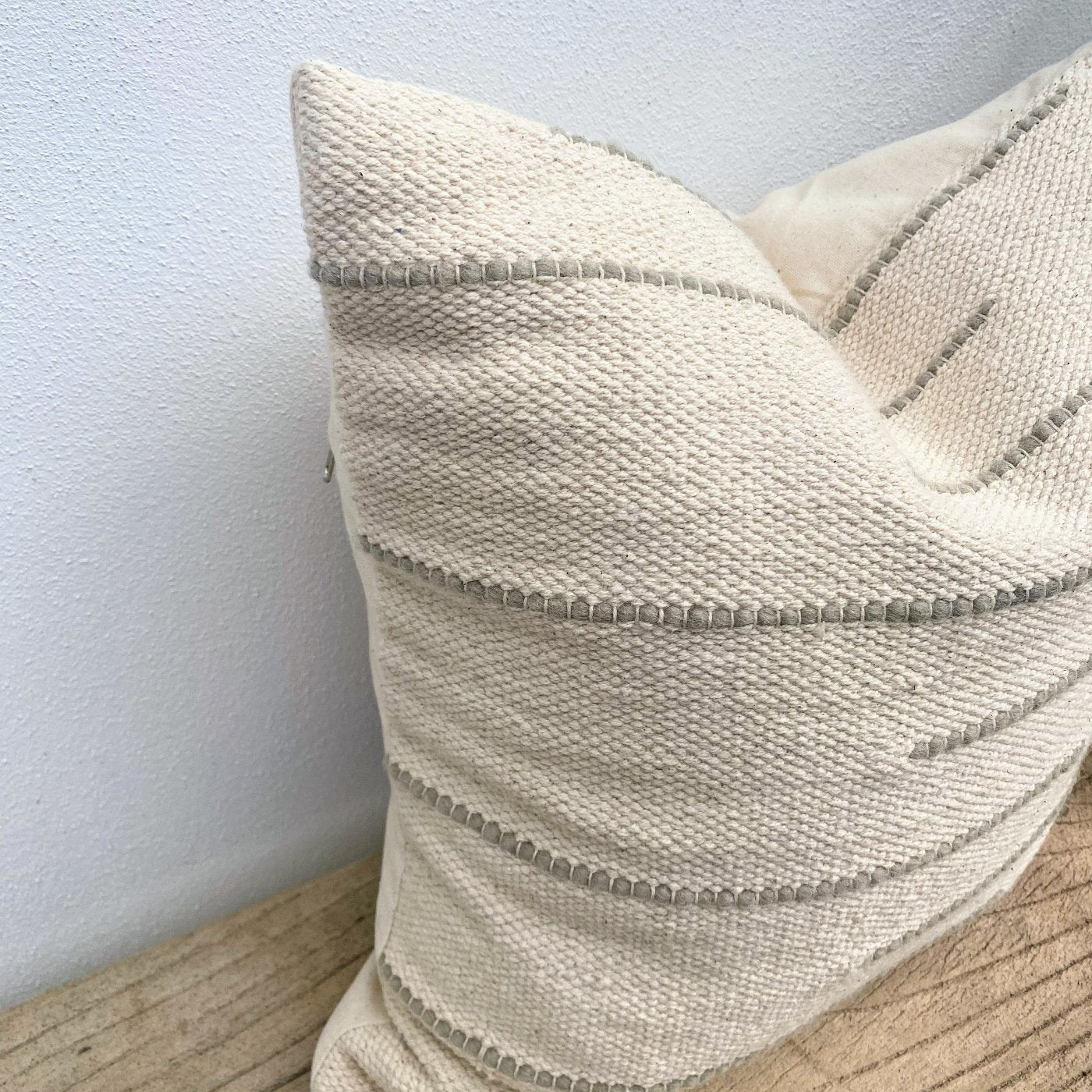 Natural Textured Beige and Sage Green Cushion Cover