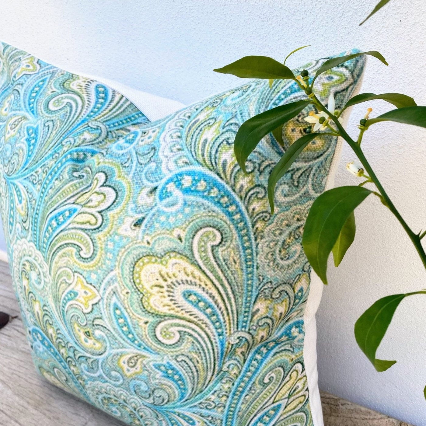 Paisley Duck Egg Blue Cushion