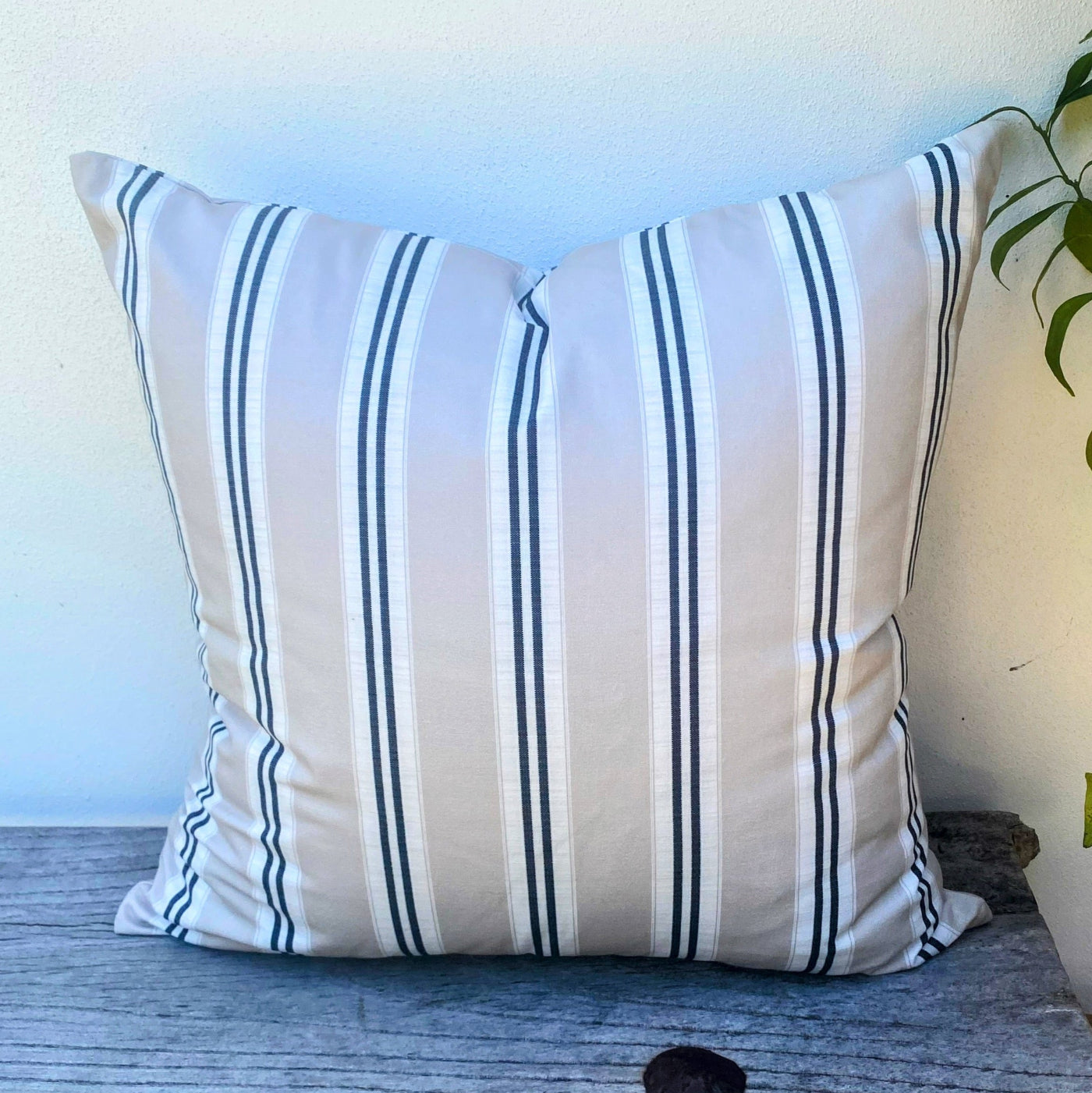 Pin Striped Black White Natural Beige Cushions