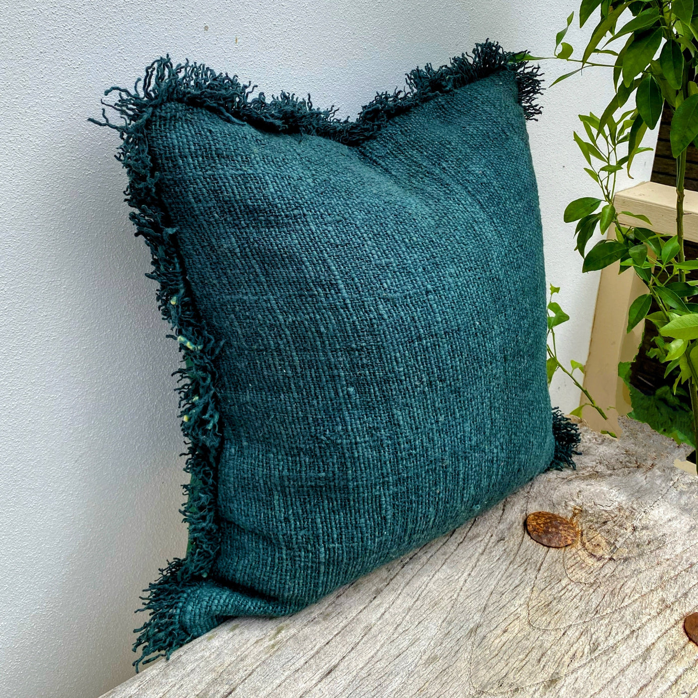 Premium Material Luxury Green Cushion with Soft Woven Texture