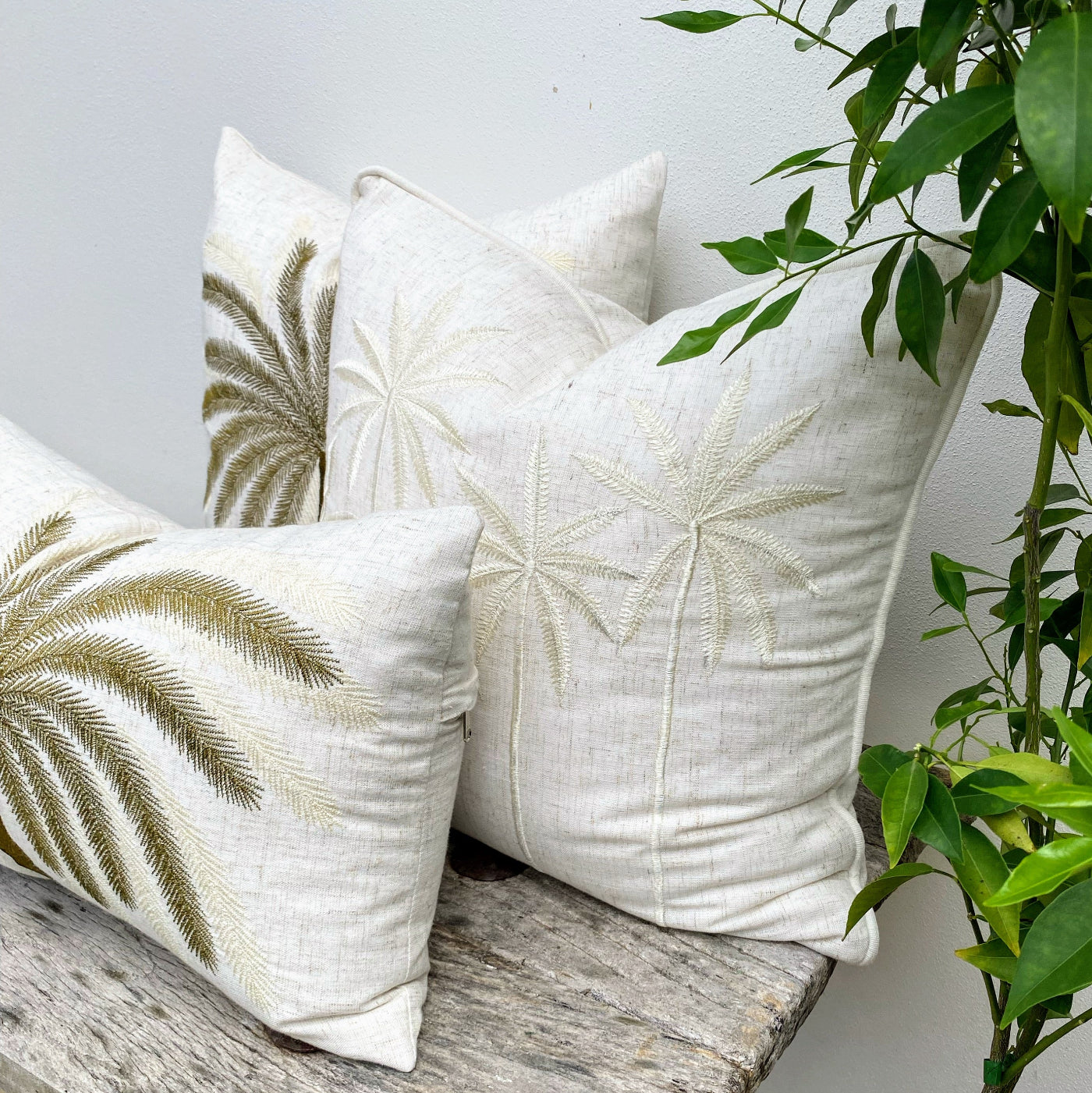 Premium Material Luxury White Palm Tree Design Cushion Online