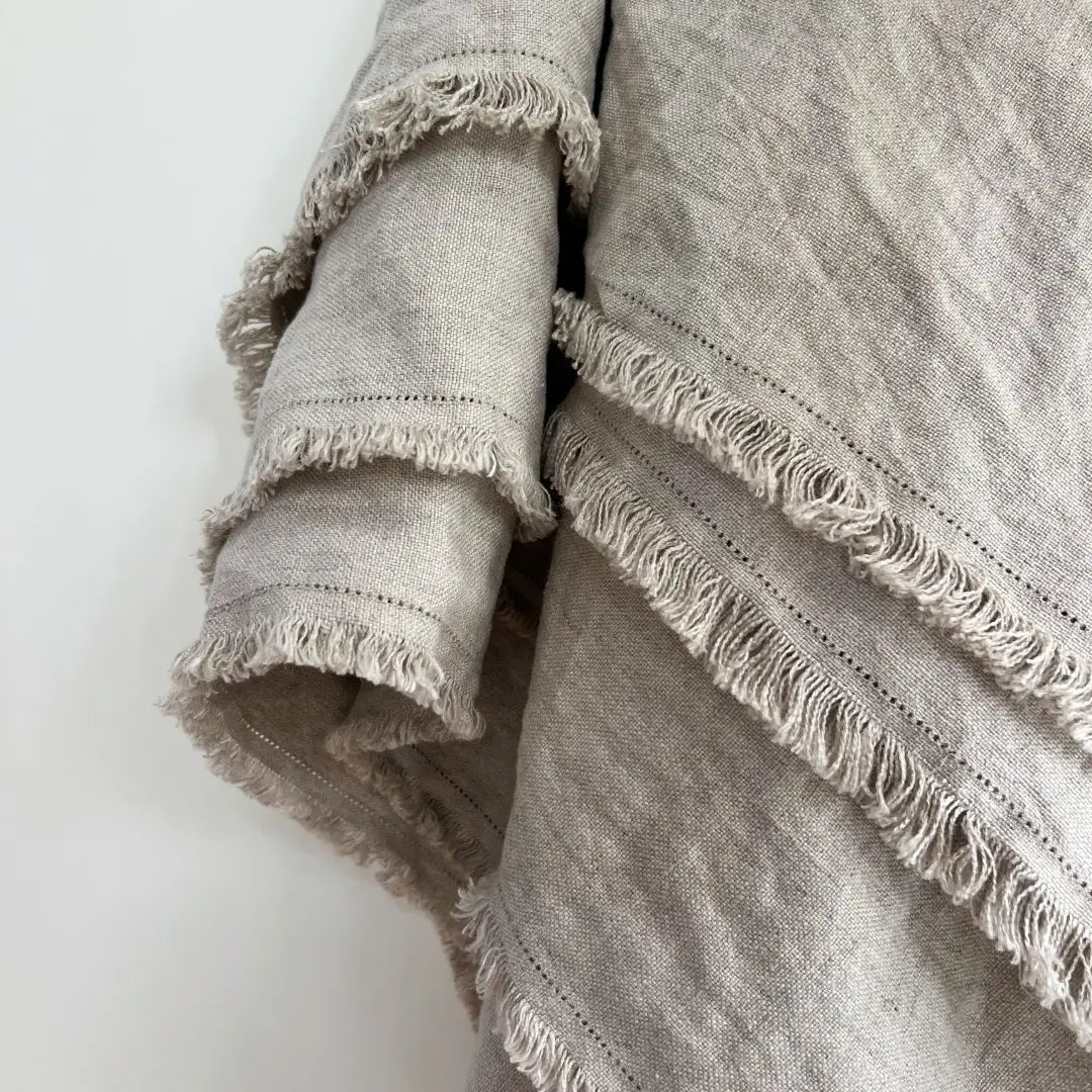 Large Natural Beige French Linen Throw Blanket