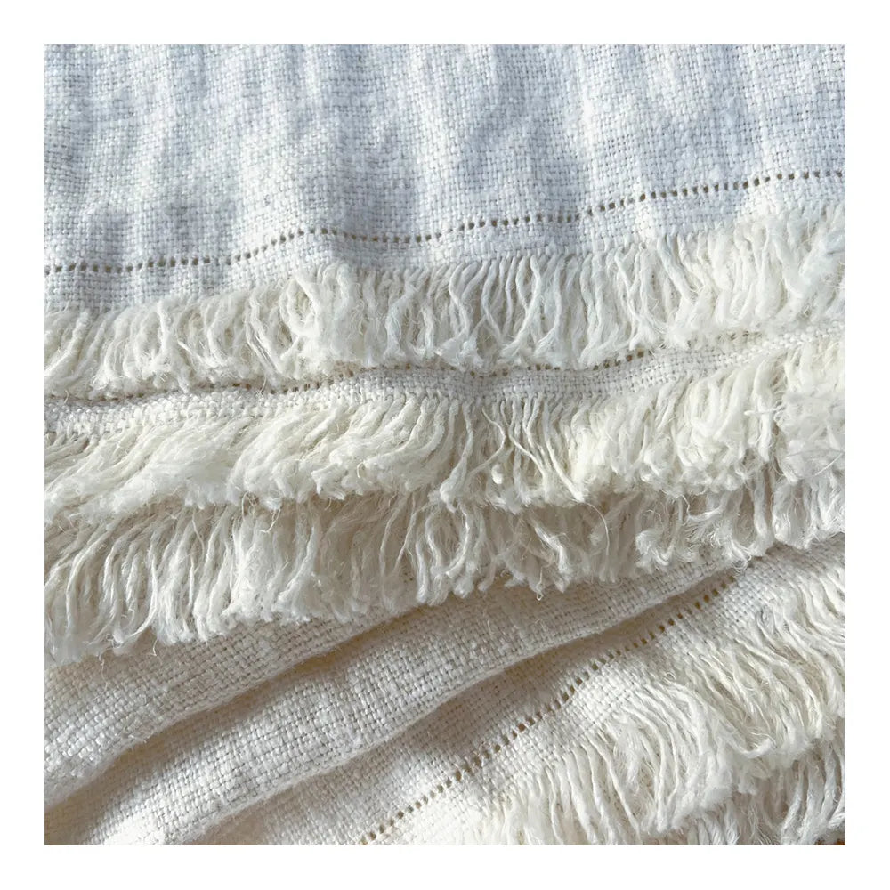 Pure French Linen White Throw