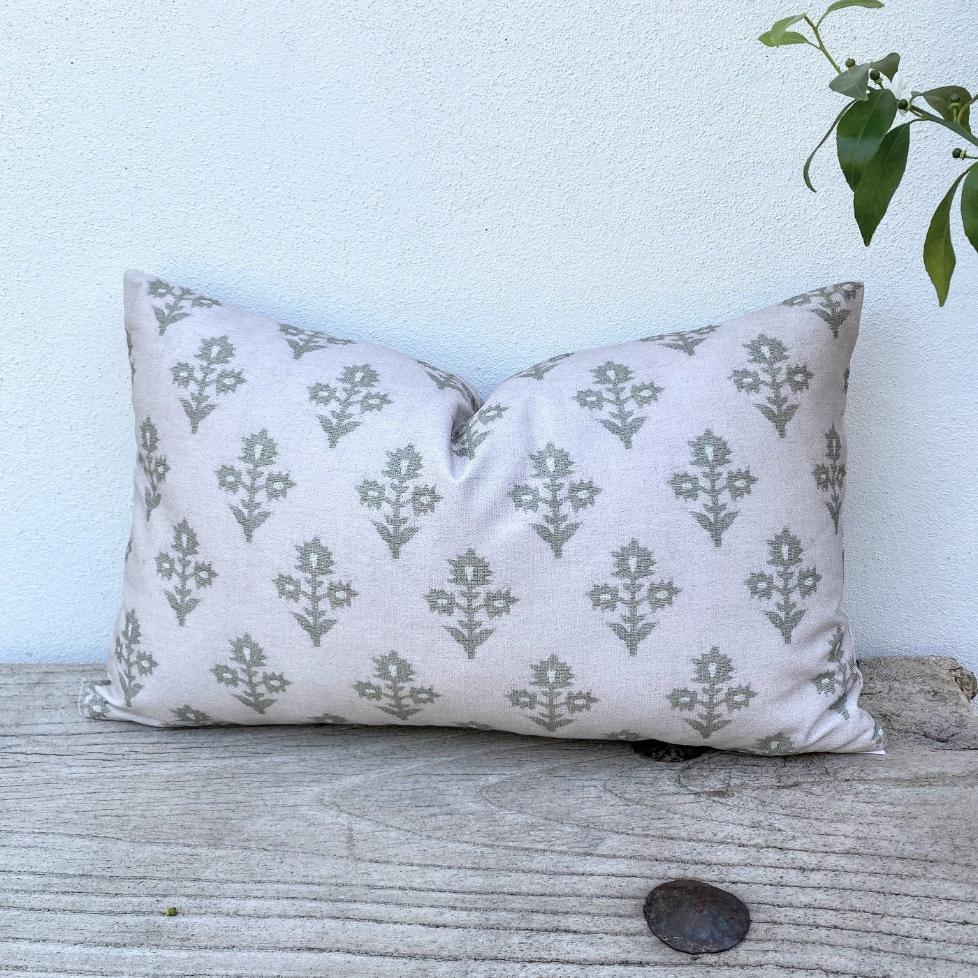 Rectangle Cotton Green Beige Cushion