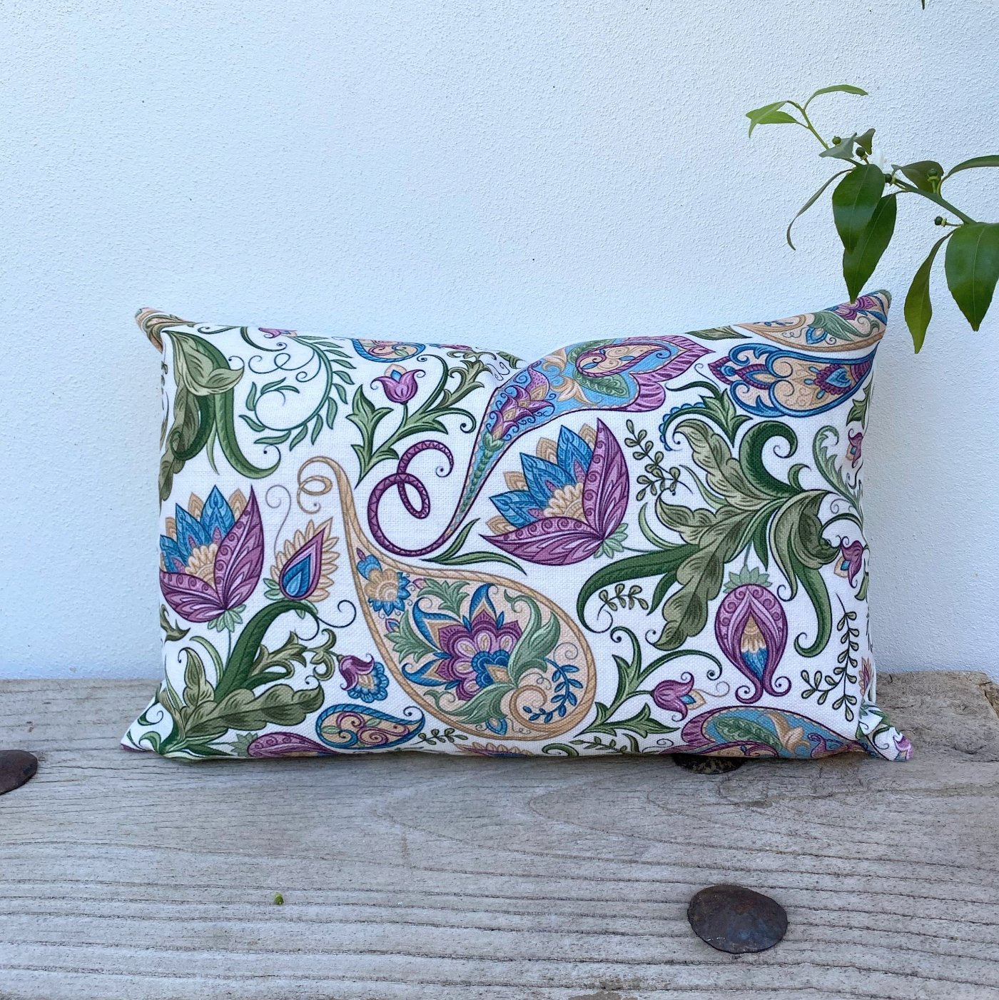 Boho Vibed Paisley Pink & Green Cushion Covers / Magic-Revived Artisan Eco Home Decor