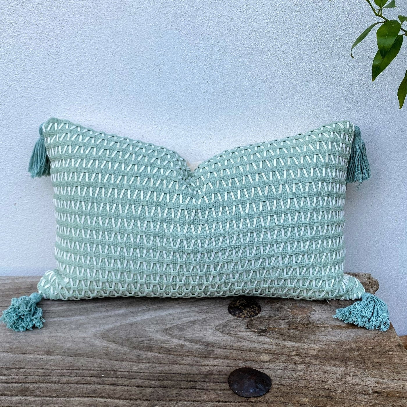 Rectangle Boho Tassel Coastal Rectangle Cushion Covers | Mint-Revived Artisan Eco Home Decor