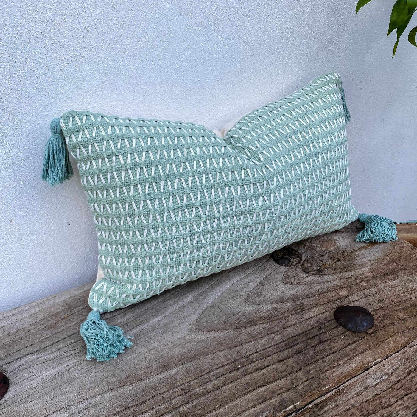 Rectangle Boho Tassel Coastal Rectangle Cushion Covers | Mint-Revived Artisan Eco Home Decor