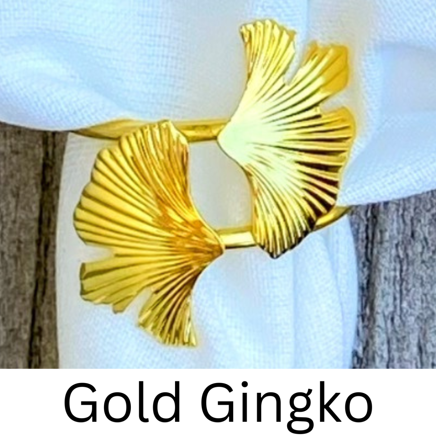 Set of Premium Gold Ginkgo Napkin Rings