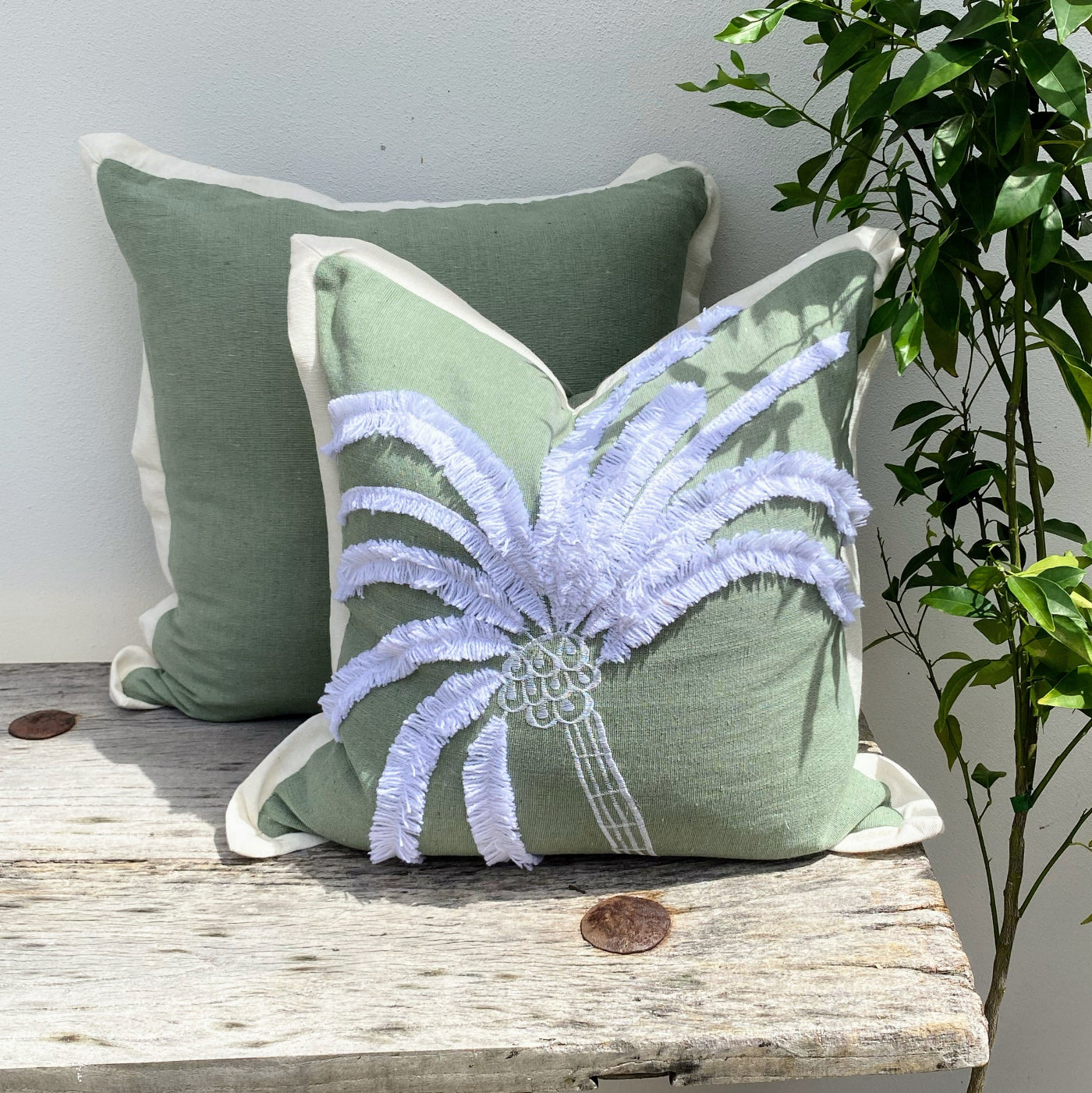 Set of Two Cushion with Palm Trees