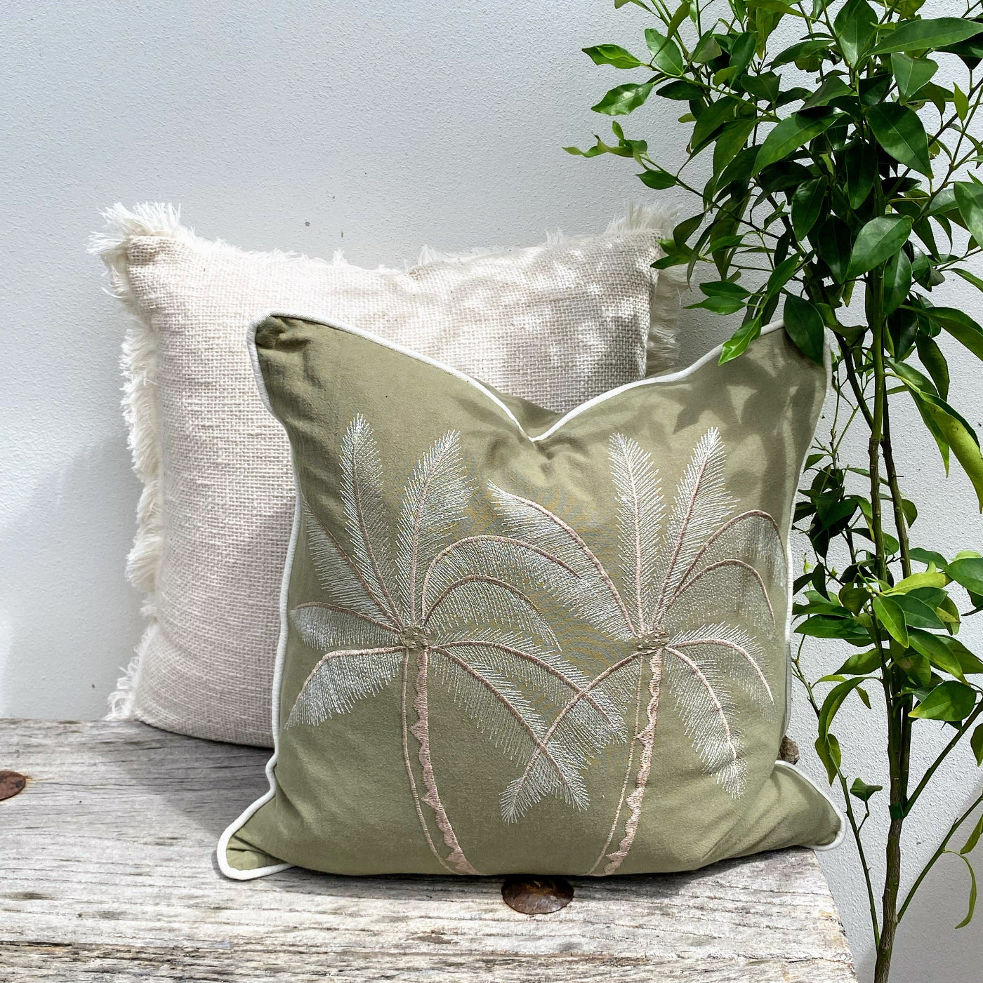 Square Olive Green Cushion Cover