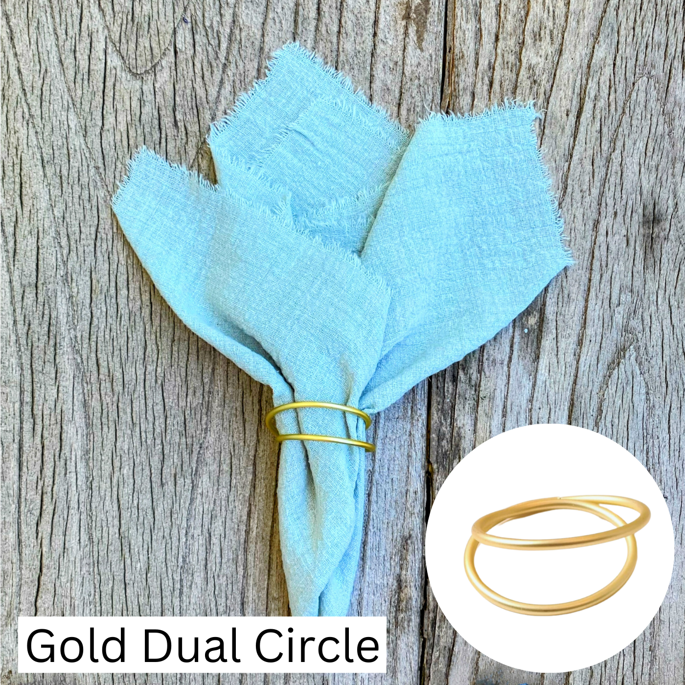 Stylish Fringed Mint Napkins with Elegant Gold Ring